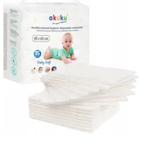 Wielofunkcyjne Higieniczne Podkłady Jednorazowe Baby Soft, 15szt., Akuku
