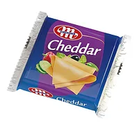 Ser topiony Cheddar plastry, Paczka 130g w folii.
